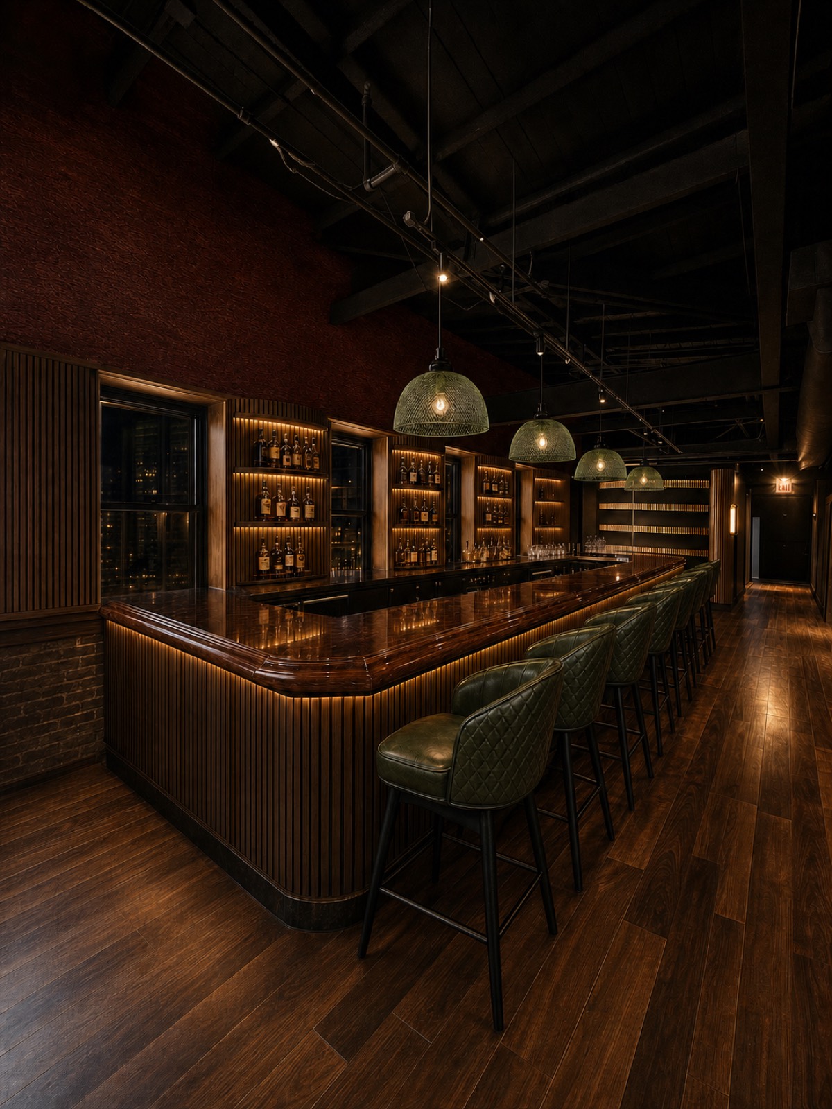 The private Members Bar with curated whiskey collection