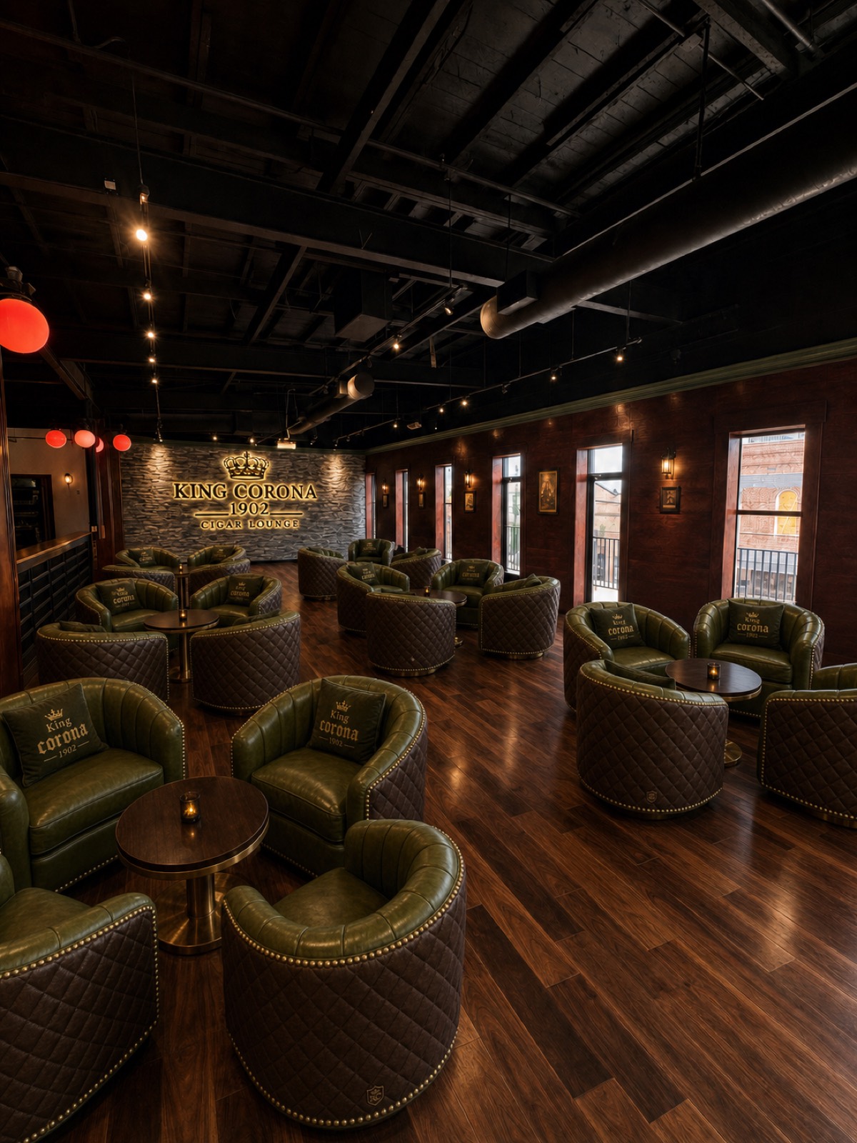 The Members Lounge with custom leather seating